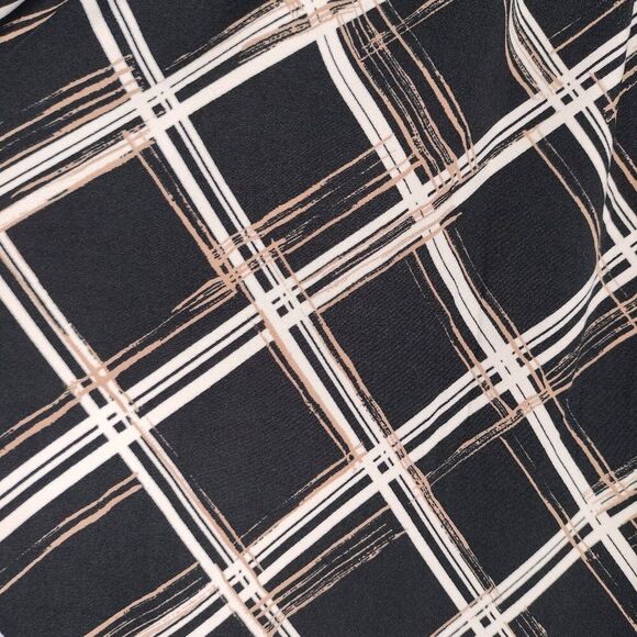 Cocomo Women's Plus Size 3X Black Tan Plaid Print Studded Pintuck 3/4 Sleeve Top - Picture 5 of 7